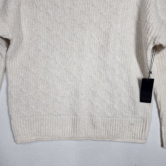 Rachel Roy Ribbed Sweater Sz XL Ivory Mock Neck Long Sleeve Soft Cozy Stretch - Picture 3 of 13